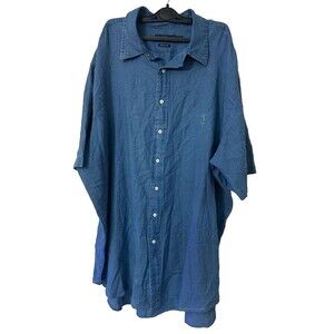 Ralph Lauren Button Down Indigo Oxford Mens Polo Shirt 2XLT Tall Short Sleeves